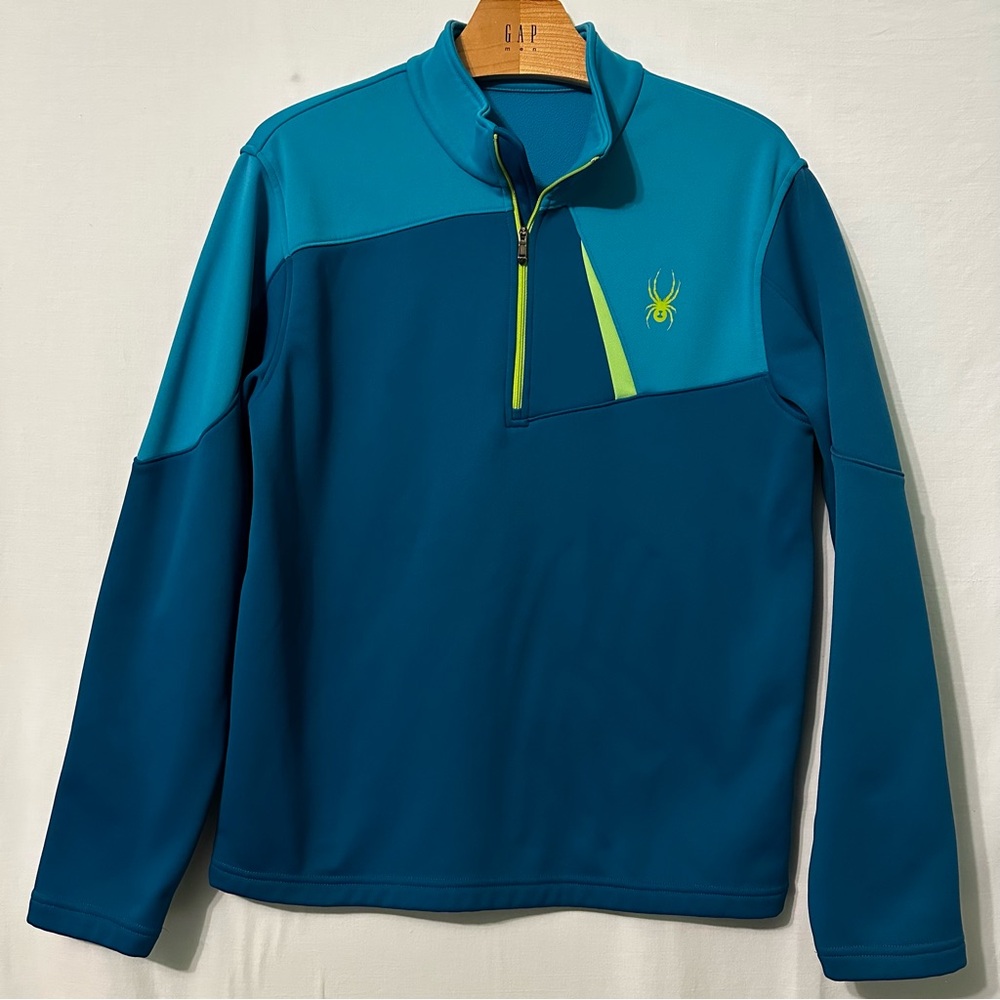 Spyder 1/4 Zip Blue Green Teal Pull Over Mens Size Medium Lined Colorblock